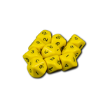 10 zijdige dobbelsteen 1 - 10 geel set van 10 stuks