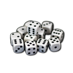 Dobbelsteen 1 - 6 wit set van 12 stuks