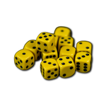 Dobbelsteen 1 - 6 geel set van 12 stuks