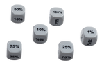 Set van 10 stuks rekendobbelstenen met procenten