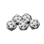 20 zijdige dobbelsteen 1 - 20 wit set van 5 stuks