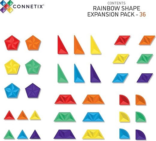 Connetix regenboog geometrisch pakket 30 stuks