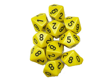 10 zijdige dobbelsteen 1 - 10 set van 10 stuks