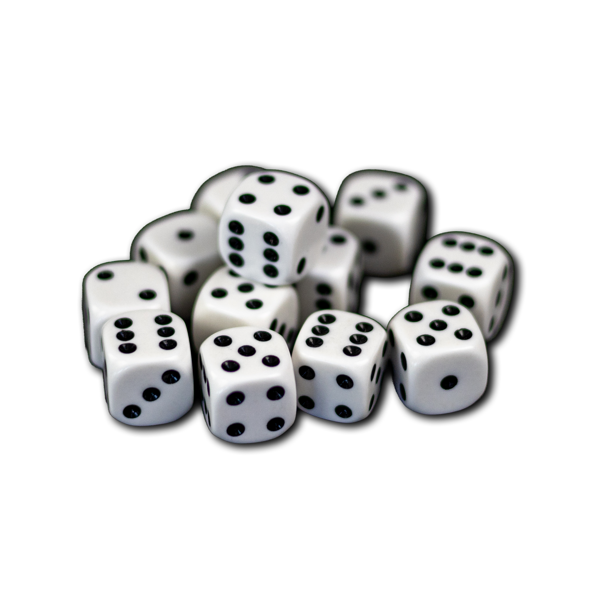 Dobbelsteen 1 - 6 wit set van 12 stuks