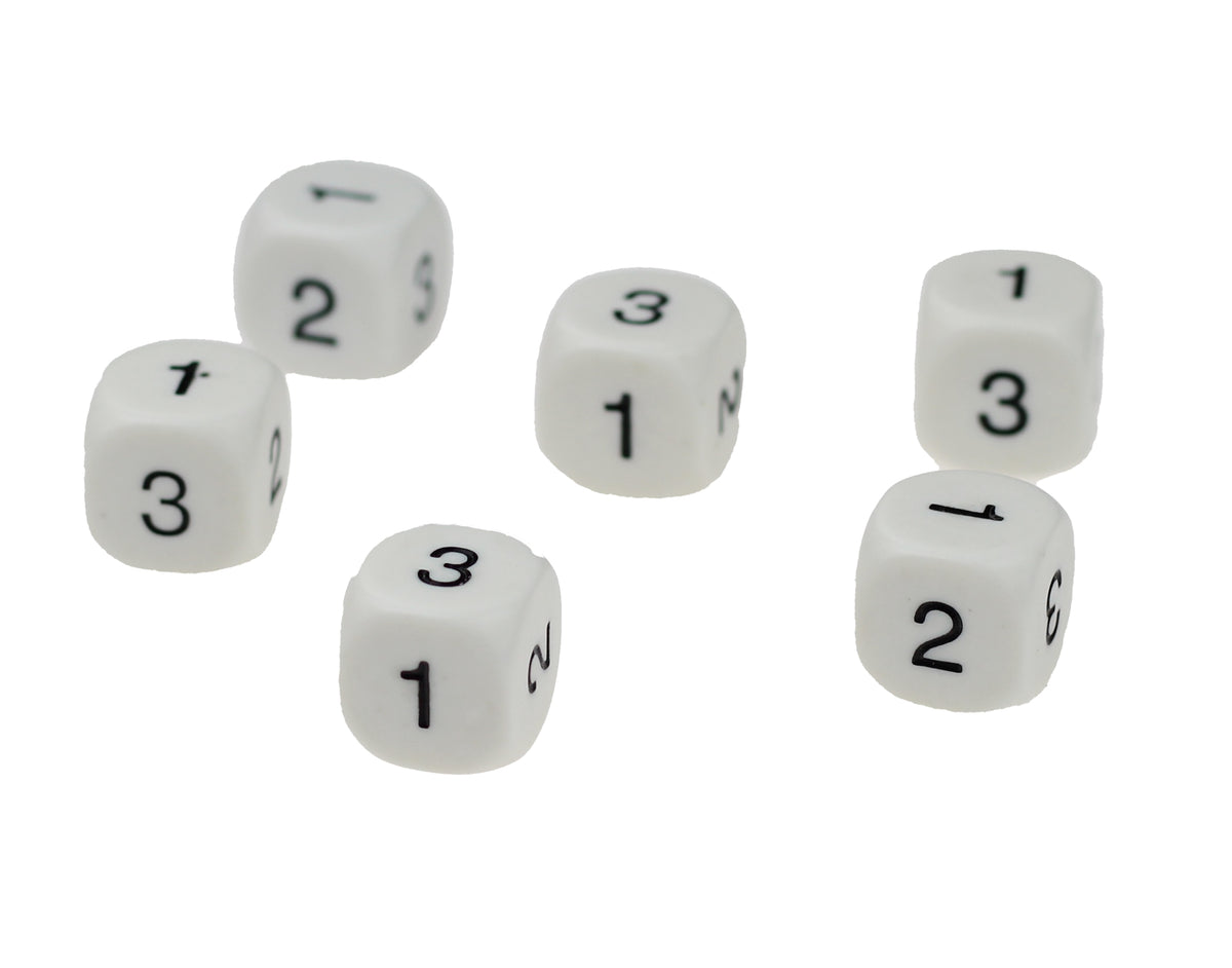 Set van 10 stuks rekendobbelstenen 1 t/m 3