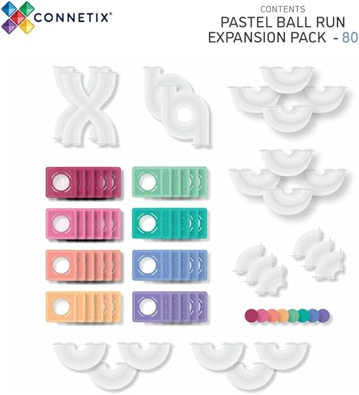 Connetix pastel ballenbaan uitbreidingspakket 80 stuks