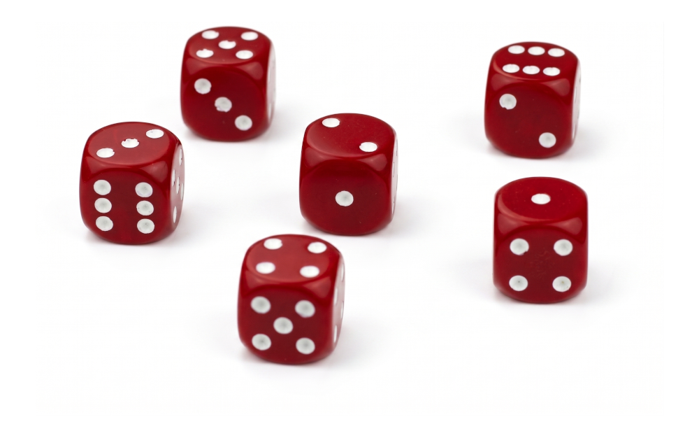 Dobbelsteen 1 - 6 rood set van 12 stuks